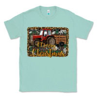 Seafoam Merry Christmas Farm Tractor Classic Tee - RanaPortraitStore
