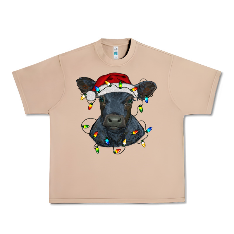 Christmas Baby Black Angus Calf With Lights Urban Heavy Tee by RanaPortraitStore | Teevron