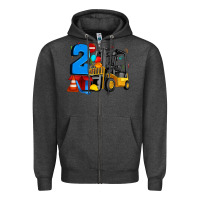 Charcoal Heather forklift birthday two Zipper Hoodie - Artiststas