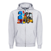 Heather Grey forklift birthday two Zipper Hoodie - Artiststas