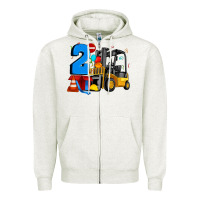 Oatmeal Heather forklift birthday two Zipper Hoodie - Artiststas
