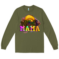 Army Green softball mama Long Sleeve Tee - OliviaCreatesArt