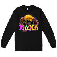 Black softball mama Long Sleeve Tee - OliviaCreatesArt