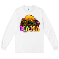 White softball mama Long Sleeve Tee - OliviaCreatesArt