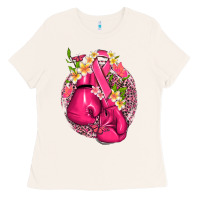 Bone cancer boxing gloves with ribbon Ladies Tee - NancyCooperArtShop