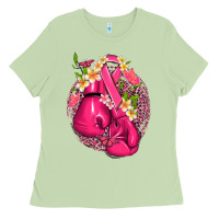 Matcha cancer boxing gloves with ribbon Ladies Tee - NancyCooperArtShop