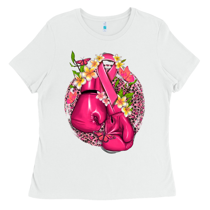 Cancer Boxing Gloves With Ribbon Ladies Tee by NancyCooperArtShop | Teevron