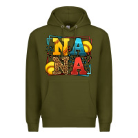 Army Green Softball nana leopard frame Premium Hoodie - LillyAllenDesigns