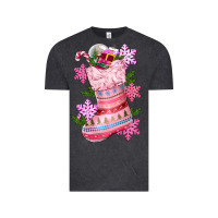 Vintage Black pink christmas socks Vintage Tee - CowGirlArtShop