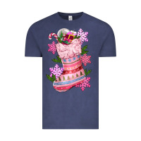 Vintage Denim pink christmas socks Vintage Tee - CowGirlArtShop