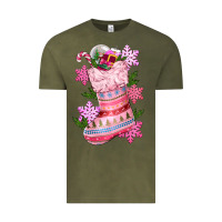Vintage Olive pink christmas socks Vintage Tee - CowGirlArtShop