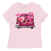 Bubblegum Pink cancer truck back view Ladies Tee - NancyCooperArtShop