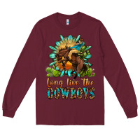 Burgundy long live the cowboys Long Sleeve Tee - OliviaCreatesArt