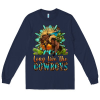 Navy long live the cowboys Long Sleeve Tee - OliviaCreatesArt