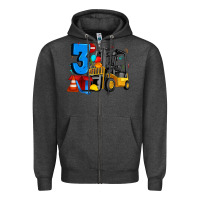 Charcoal Heather forklift birthday three Zipper Hoodie - Artiststas