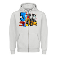 Dove Grey forklift birthday three Zipper Hoodie - Artiststas