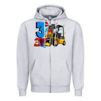 Heather Grey forklift birthday three Zipper Hoodie - Artiststas