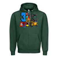 Sports Green forklift birthday three Zipper Hoodie - Artiststas