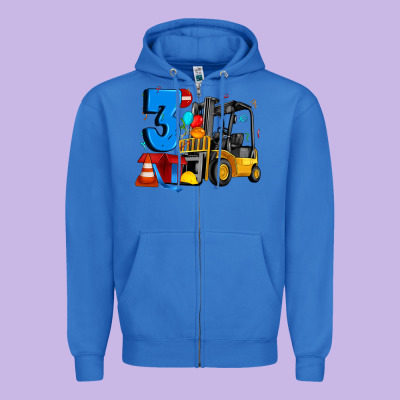 Forklift Birthday Three Zipper Hoodie Designed By Artiststas