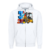 White forklift birthday three Zipper Hoodie - Artiststas