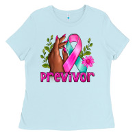 Baby Blue Previvor Breast Cancer Ladies Tee - NancyCooperArtShop