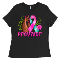 Black Previvor Breast Cancer Ladies Tee - NancyCooperArtShop