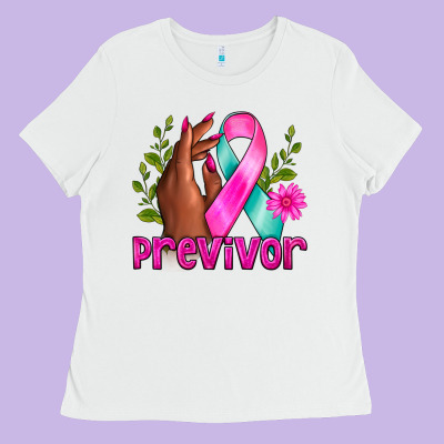 Previvor Breast Cancer Ladies Tee Designed By Nancycooperartshop