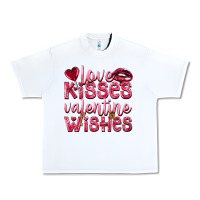 White Love kisses Valentine wishes Valentine's Day Urban Heavy Tee - HowdyJamesFarm