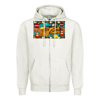 Oatmeal Heather bulldozer sippy Zipper Hoodie - Artiststas