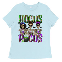 Baby Blue Hocus Pocus with Skeletons Ladies Tee - texasbilliewilder