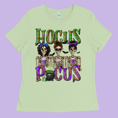 Hocus Pocus With Skeletons Ladies Tee Designed By Texasbilliewilder