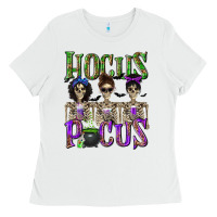 White Hocus Pocus with Skeletons Ladies Tee - texasbilliewilder