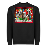 Black Merry Christmas  With Goats Heavyweight Sweatshirt - LillyAllenDesigns