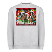 Heather Grey Merry Christmas  With Goats Heavyweight Sweatshirt - LillyAllenDesigns
