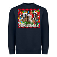 Navy Merry Christmas  With Goats Heavyweight Sweatshirt - LillyAllenDesigns