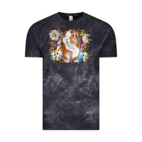 Cloud Black Easter Bunny With Quail Eggs And Daisy Vintage Tee - RanaPortraitStore
