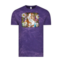 Cloud Purple Easter Bunny With Quail Eggs And Daisy Vintage Tee - RanaPortraitStore