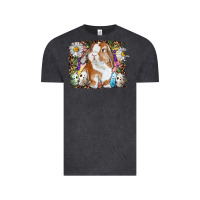 Vintage Black Easter Bunny With Quail Eggs And Daisy Vintage Tee - RanaPortraitStore