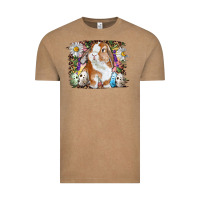 Vintage Coffee Easter Bunny With Quail Eggs And Daisy Vintage Tee - RanaPortraitStore