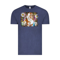 Vintage Denim Easter Bunny With Quail Eggs And Daisy Vintage Tee - RanaPortraitStore
