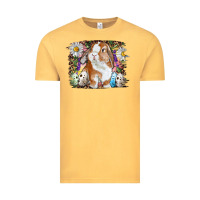 Vintage Mustard Easter Bunny With Quail Eggs And Daisy Vintage Tee - RanaPortraitStore
