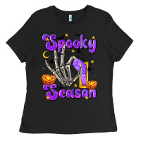 Black Spooky Season On Ladies Tee - texasbilliewilder