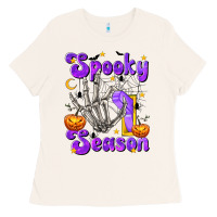 Bone Spooky Season On Ladies Tee - texasbilliewilder