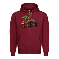 Burgundy monster truck and t rex dinosaur Zipper Hoodie - Artiststas