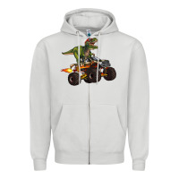 Dove Grey monster truck and t rex dinosaur Zipper Hoodie - Artiststas