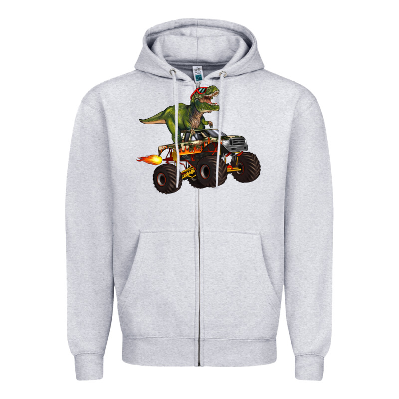 Monster Truck And T Rex Dinosaur Zipper Hoodie by Artiststas | Teevron