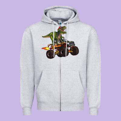 Monster Truck And T Rex Dinosaur Zipper Hoodie Designed By Artiststas