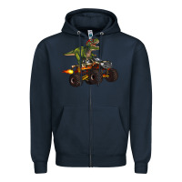 Navy monster truck and t rex dinosaur Zipper Hoodie - Artiststas