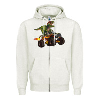Oatmeal Heather monster truck and t rex dinosaur Zipper Hoodie - Artiststas