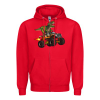 Red monster truck and t rex dinosaur Zipper Hoodie - Artiststas